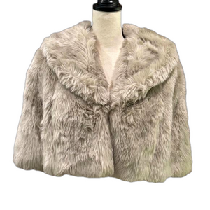 Ann Taylor LOFT Silver Gray Faux Fur Cape, Size M/L